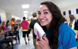 CASE FOR CREATIVITY - Junior Madelina Pena, with the help of the Decatur High School journalism department and Coach David Park, coordinated a schoolwide lip dub dedicated to her Mock Trial team coach and social studies teacher, Susanne Parker. Messenger photo by Joe Duty