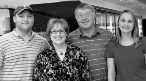 FAMILY AFFAIR - (left to right) the Shelton Family Jeremy, Margie, Gary and Suzanne has worked together in the grocery business since Gary and Margie purchased the Decatur store from Safeway in 1987 and immediately renamed it IGA Foodliner. Messenger photo by Joe Duty