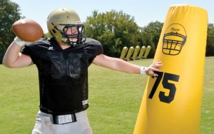 READY TO HIT - Along with playing quarterback, Jordan Locklear returns to chase down signal callers as a defensive end for the Bulldogs. Messenger photo by Joe Duty