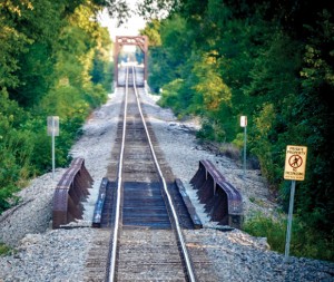 DISTORTED VIEW - It's difficult to judge the speed and proximity of an approaching train down the tracks. Messenger photo by Joe Duty