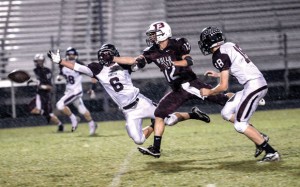 OUT OF REACH - Bridgeport's Blake Arrington can't catch up to a pass against Princeton. Messenger photo by Joe Duty