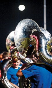 REMEMBER SHANE - The Decatur High School band prepares for its halftime show Friday. A piece in its performance is dedicated to lost band member Shane Eichthaler. Messenger photo by Joe Duty