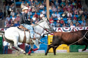RODEO ROYALTY - Decatur cowboy Trevor Brazile ropes a steer en route to taking the all-around title at the 102nd Pendleton Round-Up in Oregon last weekend. Photo courtesy of East Oregonian