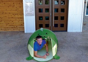 WAIT'S OVER - Former Decatur resident Brad Ough flew in from Arizona and camped out to be the first served at the new Casa Torres. The restaurant reopened Wednesday after being closed for 45 days while a new locale was constructed. Submitted photo