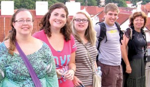 WISE COUNTY IN THE CZECH REPUBLIC - Jennifer Dorsett, Laura Hammack, Hannah Walden, Keygun Beaver, and a student from the English camp, Ivana, tour through Prague. Submitted photo