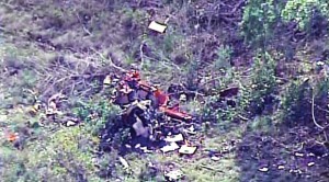 CRASH SITE - A Decatur man and two others were killed when a Robinson R44 helicopter crashed in Central Texas Thursday night. Photo courtesy of News 4 WOAI/woai.com