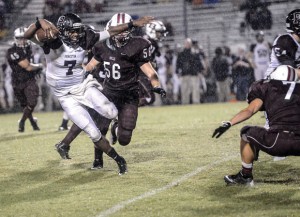 FLYING AWAY - Princeton's Jourdan Blake tries to get away from the Bulls' Justin Cooper. Messenger photo by Joe Duty