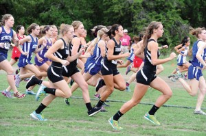 OFF-AND-RUNNING - The Bridgeport Sissies take off from the starting line at the district meet. Messenger photo by Joe Duty
