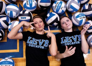 ON CUE - The vocal leadership of seniors Kristen Goley (left) and Shawansee Swenson are a big reason the Lady Eagles have enjoyed so much success this season. Messenger photo by Jimmy Alford
