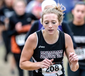 STRONG FINISH - Bridgeport's Lacey Erwin helped the Sissies to a fifth place finish. Erwin took 24th. Messenger photo by Joe Duty