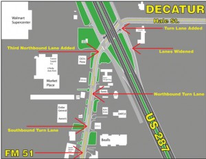 TURNING RESTRICTED - Drivers southbound on FM 51 will have to wait until Ford Street to turn left.
