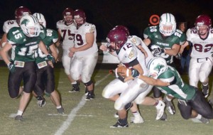 WRAP-UP - Paradise's Hayden Brown makes the tackle Friday against Whitesboro. Messenger photo by Mack Thweatt
