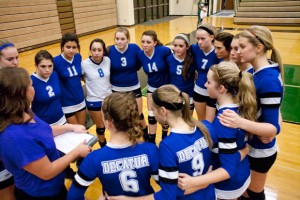 PEP TALK - Head coach Claire Rose talks to her team about final preparations before Saturday's game. Messenger photo by Jimmy Alford