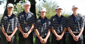 RUNNER-UP - Decatur's Drew Jones, Dylan Rottner, Jansen Alker, Cade Lamirand and Eric Gage took second place at the Sky Creek Golf Ranch Wednesday. Submitted photo