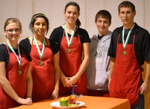 WINNING TEAM - Senior Food Challenge Team including (from left) Morgan Barnes, Marisol Millan, Caitlin Pruett, Shelby Vanover and Jessie Bowen placed first in the Senior Fruit and Vegetable category at the District 4-H Food Challenge last week. Submitted photo