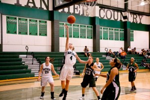 NICE FINISH - Paradise's Kaylee McConnell connects on a lay-up against Lake Worth Tuesday. The Lady Panthers won 77-10. Messenger photo by Jimmy Alford