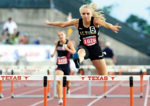 SHINING MOMENT - Alvord's Jordan Ward set a new Class 2A record in the 100 hurdles at the state track meet in May. Messenger photo by Joe Duty