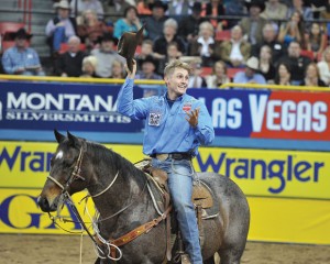 TUF IT OUT - Tuf Cooper, 22, of Decatur, won a second consecutive PRCA world title in tie-down roping after 10 rounds in the Wrangler National Finals Rodeo in Las Vegas this month. Photo by Kirt Steinke/Western and Rodeo Images