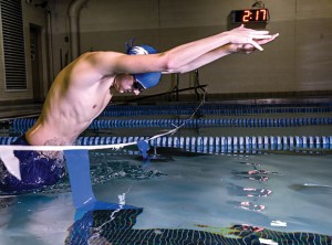 CROSSING THE LINE - As the lone senior for the Decatur Eagle swim team Daniel Smyers looks to lead his team at the District Meet Saturday. Messenger photo by Joe Duty