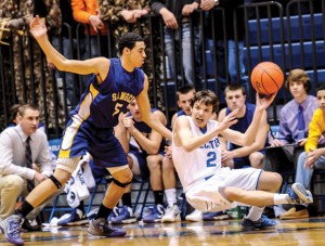 NICE SAVE - Decatur's Phillip Walker dives to save the ball against Sanger Friday. Messenger photo by Joe Duty