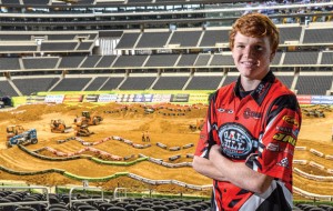 PRO DEBUT - Decatur's Mitchell Oldenburg overlooks the supercross track at Cowboy Stadium where he will make his first professional start Saturday. Messenger photo by Joe Duty