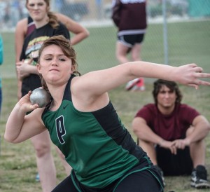 FOURTH PLACE - Paradise's Hope Dennie finished fourth in the shot put at the Double B Relays. Messenger photo by Joe Duty