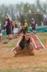 SANDY LANDING - Paradise's Bailey Sides won the long jump at the Boyd Track Meet Thursday. Messenger photo by Joe Duty