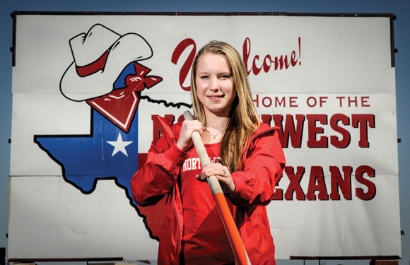 VAULTING AHEAD - Northwest's Desiree Freier has her sights set on another state championship and a national record in the pole vault. Messenger photo by Joe Duty