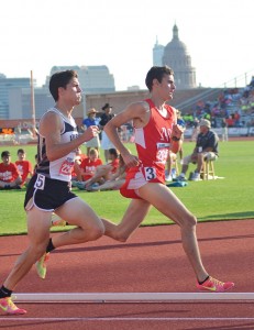 HITTING HIS STRIDE - Northwest's Zach Kirkland raced to a seventh-place finish in the 800 meter Saturday. Messenger photo by Mack Thweatt