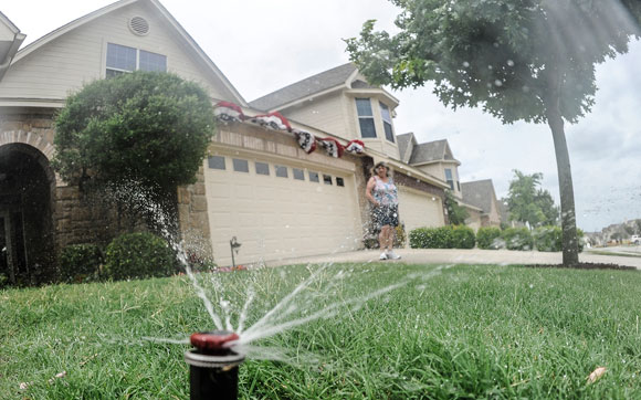 SPRINKLE ME - The City of Bridgeport will enact Stage I of its Drought Contingency Plan Monday, June 3, at the recommendation of the Tarrant Regional Water District. Watering will be limited to two days a week for sprinkler and irrigation systems, or two hours a day for handheld hose and drip irrigation watering. Messenger photo by Joe Duty